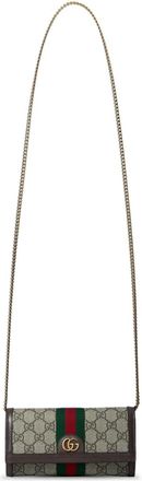 Gucci GG canvas chain wallet - women - Canvas - OS - Brown