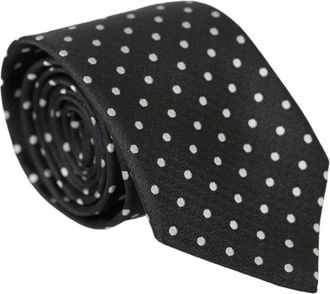 Dolce & Gabbana Ties, male, Black, Size: ONE SIZE Polka Dots Silk Necktie with Face Mask