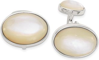 Diamond2Deal Sterling Silver Oval Mother of Pearl Cuff Links