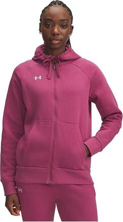 Under Armour Rival Fleece Full Zip Hoodie Womens Clothing Fuchsia Dusk/White : MD (US 8-10), Cotton/Fleece