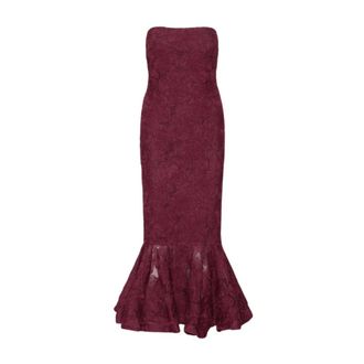 Rotate ROTATE Birger Christensen, Gowns, female, Red, Size: L Flower Mesh Flounce Dress