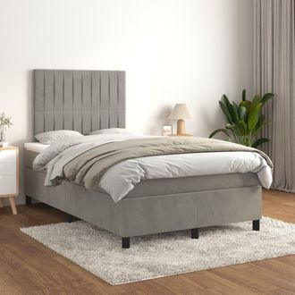 vidaXL Cama Box Spring Con Colch&oacute;n Terciopelo Gris Claro 120x200 Cm Vidaxl