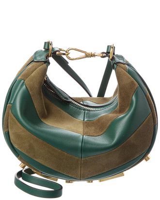 Fendi Fendigraphy Mini Leather & Suede Hobo Bag