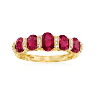 Ross-Simons Ruby and.11. ct. t. w. Diamond Ring in 14kt Yellow Gold