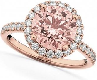 Allurez Halo Morganite & Diamond Engagement Ring 14K Rose Gold 2.25ct
