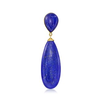 Ross-Simons Lapis Teardrop Pendant in 14kt Yellow Gold