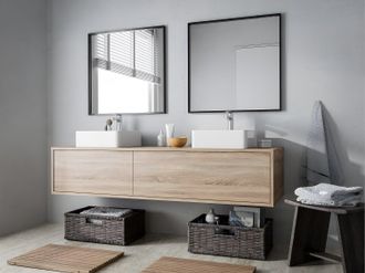 Vente-Unique Mobile sotto lavabo sospeso L150 cm Naturale chiaro - ISAURE II