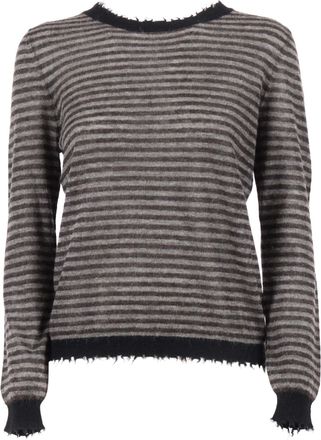 KANGRA Ribbed Crew Neck Sweater With Fringed Details