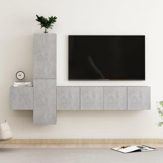 vidaXL Set De Muebles De Sal&oacute;n 5 Pzas Madera Ingenier&iacute;a Gris Hormig&oacute;n Vidaxl
