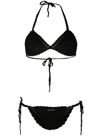 Tom Ford knitted logo-patch bikini - women - Polypropylene - M - Black
