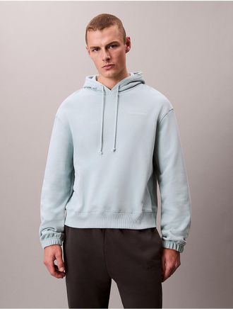 Calvin Klein Mens Cotton Terry Blend Sleep Hoodie - Blue - XL
