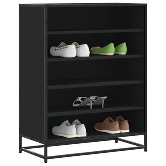 Berkfield Home Shoe Cabinet Black 75x38x97.5 cm Engineered Wood & Metal