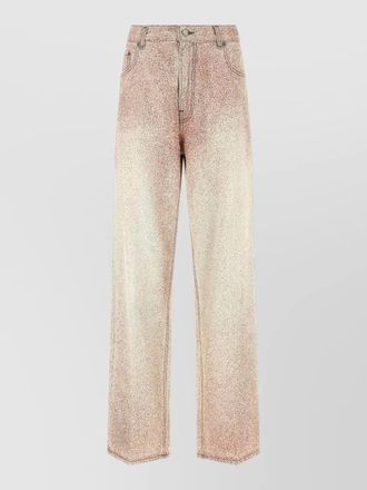 Haikure glitter denim low-rise wide-leg jeans
