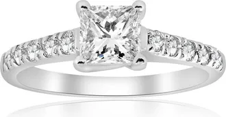 Pompeii3 1 1/4ct Princess Cut Diamond Engagement Ring 14k White Gold Lab Grown Size Selectable