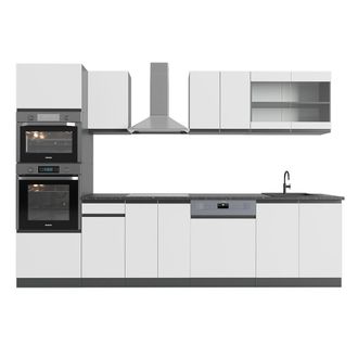 Vicco Mueble De Cocina R-line, Blanco/antracita, 300 Cm Con Armario Alto, Et Antracita
