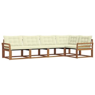 vidaXL Conjunto De Sof&aacute;s De Exterior Con Coj&iacute;n 5 Pcs Natural Y Crema Vidaxl