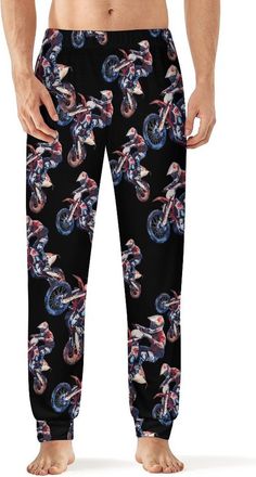 Generic Dirt-Bike-Jumping-Motorcycles Mens Pyjama Bottoms Pjs Elastic Sleep Lounge Pants Loungewear