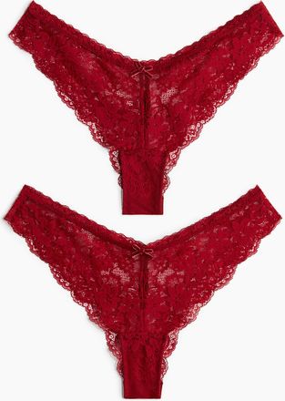 H&M 2er-Pack Brazil Slips aus Spitze - Red