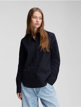 Calvin Klein Womens Pure Poplin Shirt - Black - XS