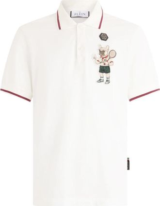 Philipp Plein Polo T-Shirt New York Tennis Patch - Heren - Polos - Wit - XS - Katoen - Tops