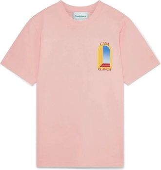 Casablanca LArche De Jour T-Shirt - Heren - T-shirts - Roze - 2XL - Katoen - Tops
