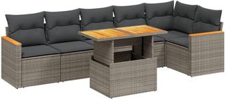 vidaXL Vidaxl - Set De Sof&aacute;s De Jard&iacute;n 7 Piezas Con Cojines Rat&aacute;n Pe Gris