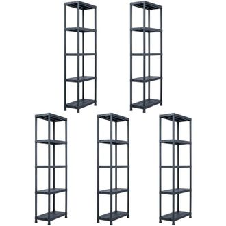 vidaXL Estantería de plástico 5 unidades 125 kg 60x30x180 cm negro Vidaxl