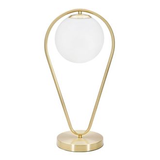 Mauro Ferretti L&aacute;mpara de mesa en metal dorado con esfera blanca cm 25x18x50