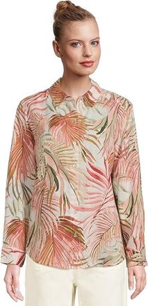 Tommy Bahama Palm Canyon Long Sleeve Relaxed Shirt Womens Clothing Coconut : LG (US 12-14), Linen