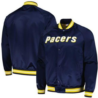 Mitchell & Ness Mens Mitchell & Ness Navy Indiana Pacers Hardwood Classics Throwback Wordmark Raglan Full-Snap Jacket at Nordstrom, Size Medium