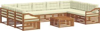 vidaXL Conjunto De Sof&aacute;s De Exterior 10 Uds. Natural Y Crema Vidaxl