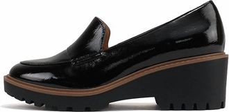 Soda Womens Smart Wedge Loafer In Patent Black
