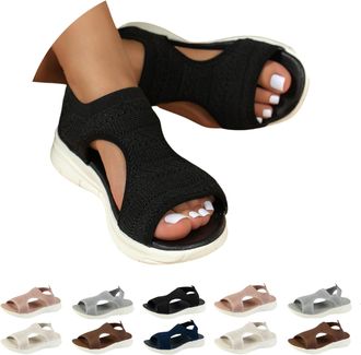 Generic Slip On Sandals For Women UK,Orthopedic Shoes for Womens,Lightweight Walking Summer Beach Washable Slingback Sandals Open Toe Ankle Strap Shoes with A