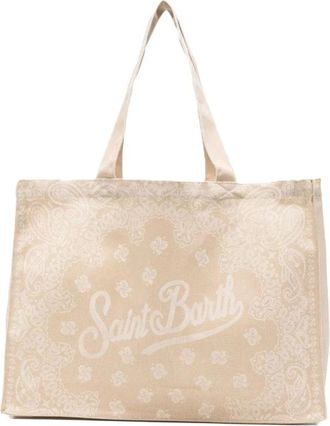 MC2 Saint Barth Tassen, Dames, Beige, ONE Size, Denim, Essential N Denim Bandana Schoudertas
