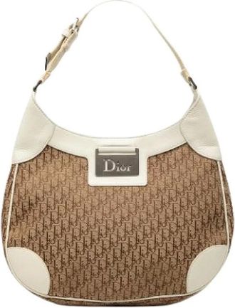 Dior Pre-owned Shoulder Bags, female, Beige, Size: ONE SIZE Pre-owned Canvas Shoulder Bag