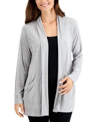 Alfani Open-Front Lounge Wrap In Charcoal Heather
