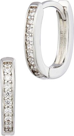 Savvy Cie Jewels Pav&eacute; Cubic Zirconia Huggie Hoop Earrings in Silver at Nordstrom Rack