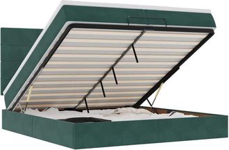 vidaXL Estructura De Cama Otomana Colchones Terciopelo Verde Oscuro Vidaxl