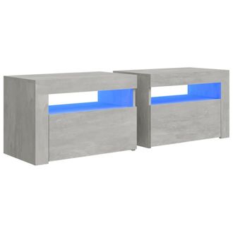 vidaXL Vidaxl - Mesitas De Noche Con Leds 2 Unidades Gris Hormig&oacute;n 60x35x40 Cm