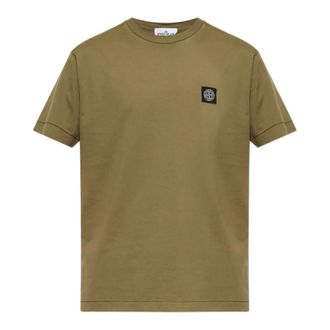 Stone Island Slim-fit T-shirt met Kompas Patch - Heren - T-shirts - Groen - M - Katoen - Tops