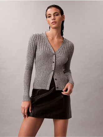 Calvin Klein Jeans Calvin Klein Womens Mouline Rib Cardigan - Grey - XS