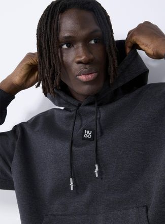 HUGO BOSS Mens Dineo metallic-logo charcoal hoodie