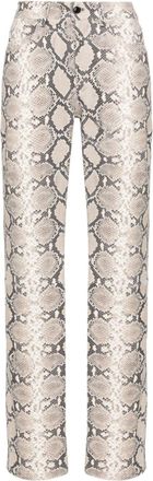 Marine Serre python-print trousers - women - Viscose/Cotton/Lamb Skin/Goat Skin - 36 - Neutrals