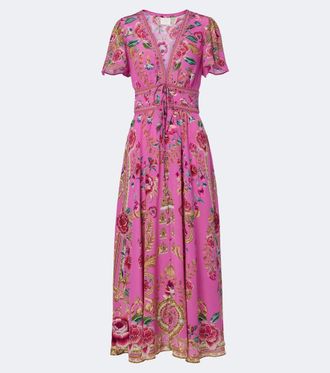 Camilla Embellished floral silk midi dress