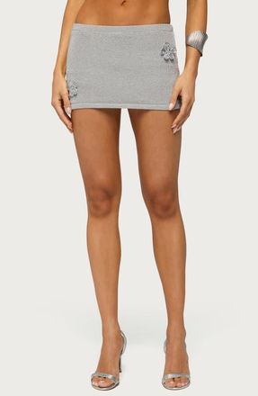 Edikted Teagyn Metallic Knit Miniskort in Silver at Nordstrom, Size X-Small