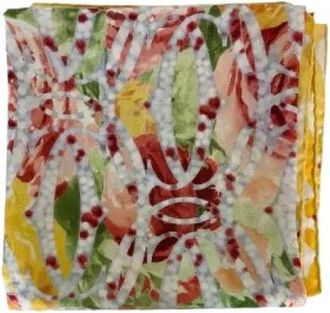 Cartier Pre-owned Scarves, female, Multicolor, Size: ONE SIZE Pre-owned Floral Fantasy Logo Silk Scarf