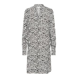 Kaffe Graphic Lines Dress with Smock Cuffs - female - Kaffe - Short Dresses - Black - 3XL - Dresses