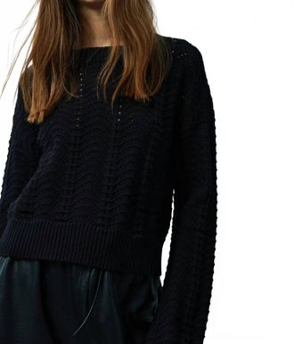 M&eacute;lissa Nepton Moon Crochet Stitch Long Sleeve Sweater In Black