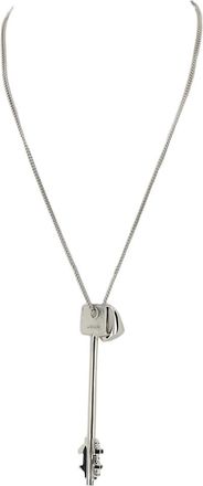 Paco Rabanne Silver Key And Ring Pendant Necklace With Polished Finish