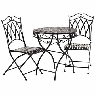 Wanderlust Deco Conjunto Mesa Y 2 Sillas De Forja Negas